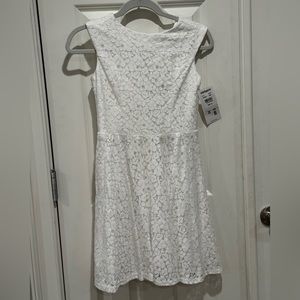 Un Deux Trois Girls Lace Cap Sleeved Dress White NWT